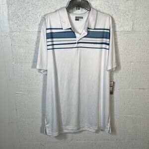 PGA TOUR Men's Athletic Fit Terrain Print Short Polo Shirt Bright white  XXL